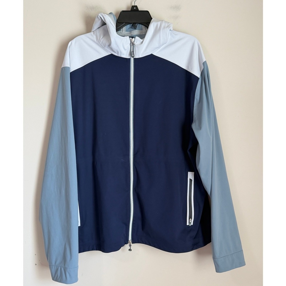 Peter Millar Hyperlight Link Jacket Men XL Blue Hooded Waterproof Windproof